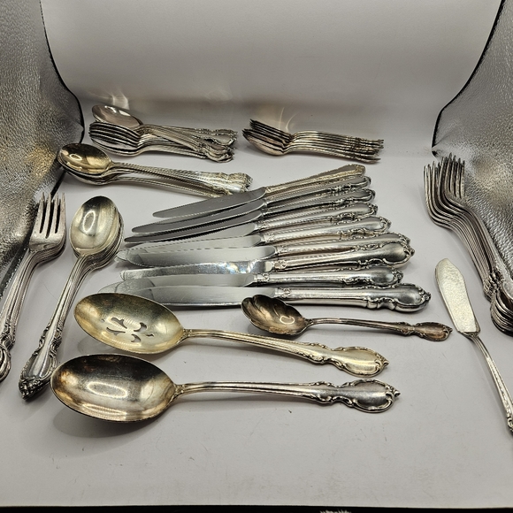 66 silverware 1847 Rogers Bros Reflections Plated IS International Silver Used.